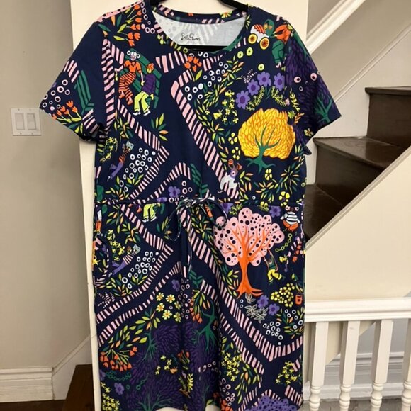 Bold Print Drawstring Cotton Dress - Picture 2 of 10